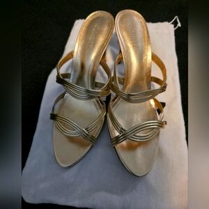 Schutz Elegant Gold Strappy Heels